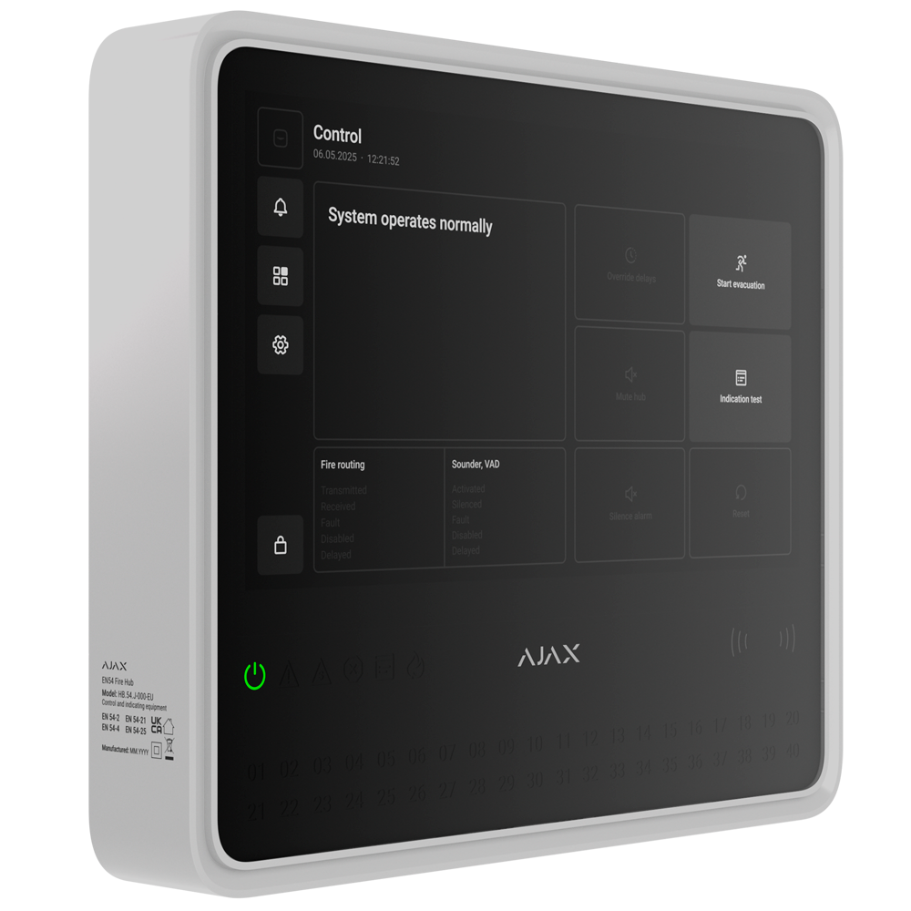 AJAX AJ-EN54-FIREHUB-W - Central inalámbrica de incendios - Pantalla táctil 10.1″ - Normativa europea sistemas PCI - Batería AJ-EN54-INTERNALBATTERY (no incluida) - Mantenimiento y puesta en servicio en apps Ajax - imagen 2