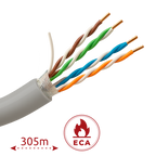 SAFIRE FTP6-305-BC-Eca - Safire cable U/FTP categoría 6 - Conductor OFC,100% cobre - Diámetro 24 AWG-0,50mm - Certificado CPR Eca - Cubierta exterior PVC / Color gris - Se suministra en bobinas de Madera de 305 metros - imagen 2