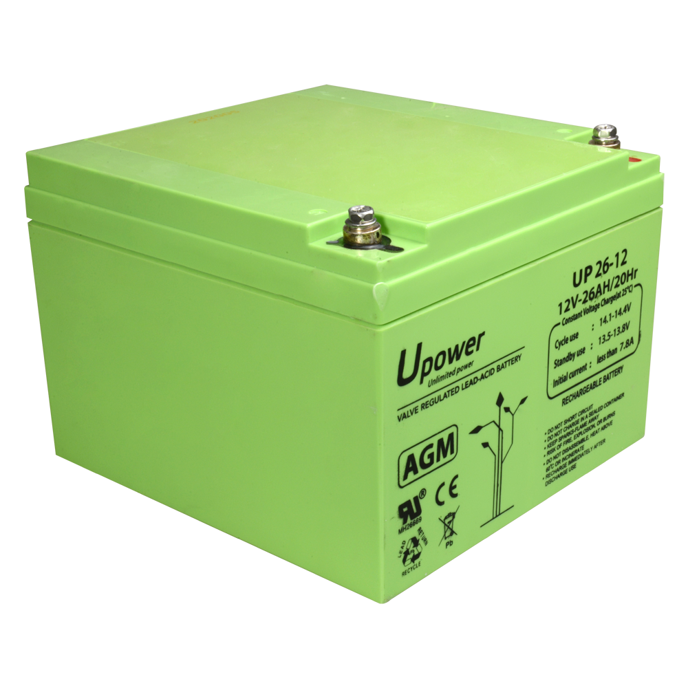UPOWER BATT-1226-U - Upower - Batería recargable - Tecnología plomo ácido AGM - Voltaje 12 V - Capacidad 26.0 Ah - 125 x 166.5 x 175 / 8440 g - Para respaldo o uso directo - imagen 2