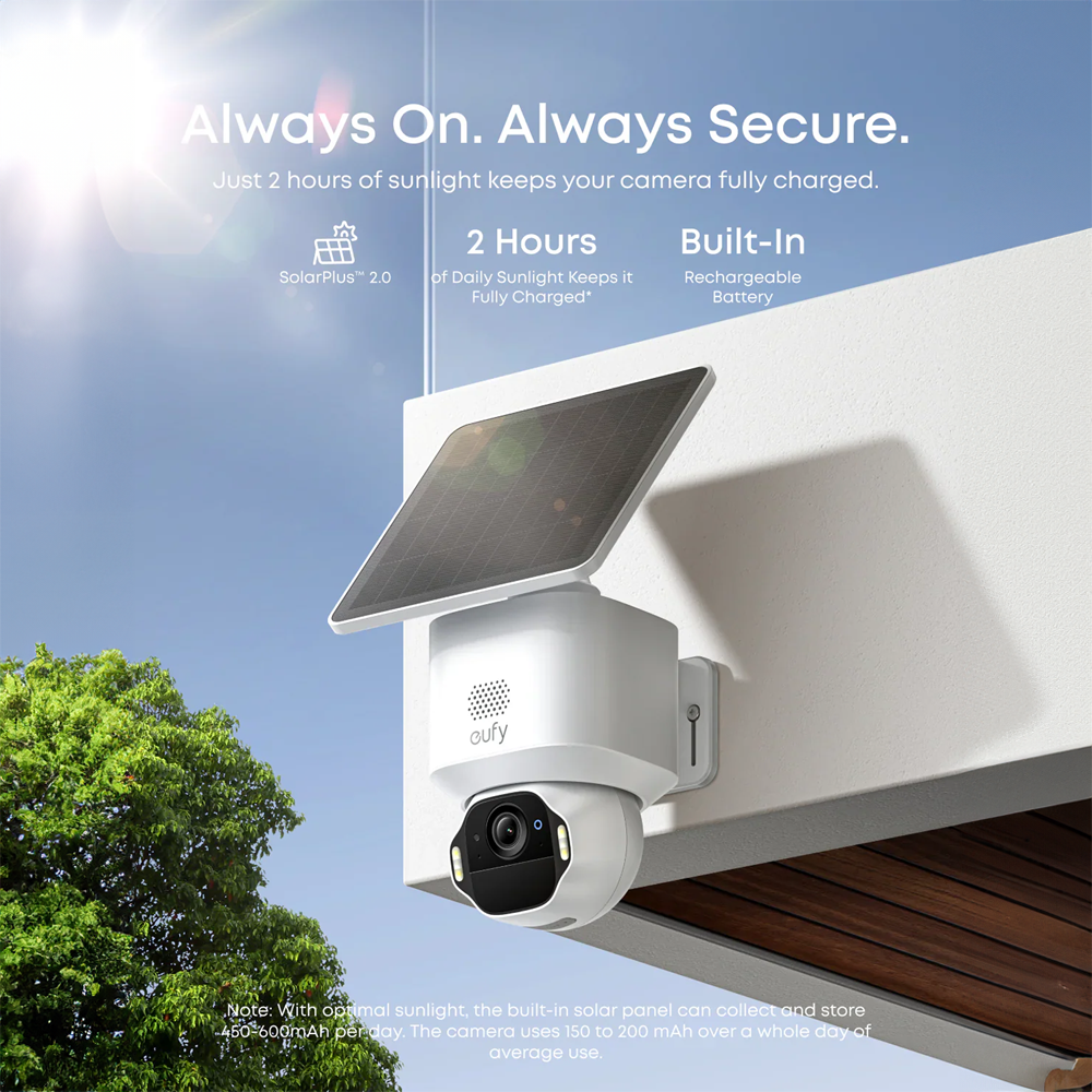 EUFY-SOLOCAM-E42 - Eufy by Anker Cámara Wifi 4K - Detección Personas / Vehículo / movimiento - Memoria integrada 16GB | Panel solar integrado - Visión Nocturna a color con LED / Sirena - Autonomía ilimitada - Apta para exterior IP67 - imagen 2