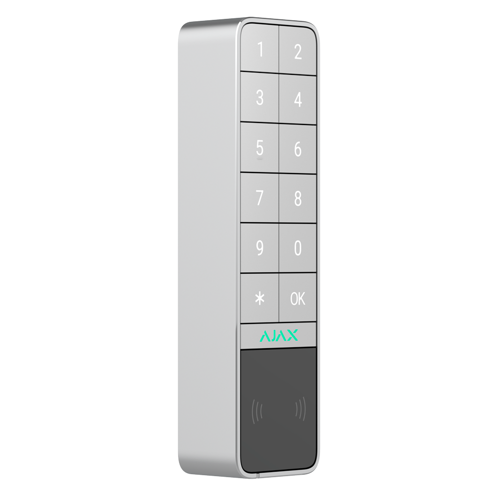 AJAX AJ-KEYPADOUTDOOR-W - Teclado para exterior IP66/IK08 con lector RFID - Armado/desarmado total o por grupos - Autenticación: códigos, lector RFID o Bluetooth - Indicación sonora y LED - Control de los escenarios de automatización - Certificado grado 2 - imagen 2