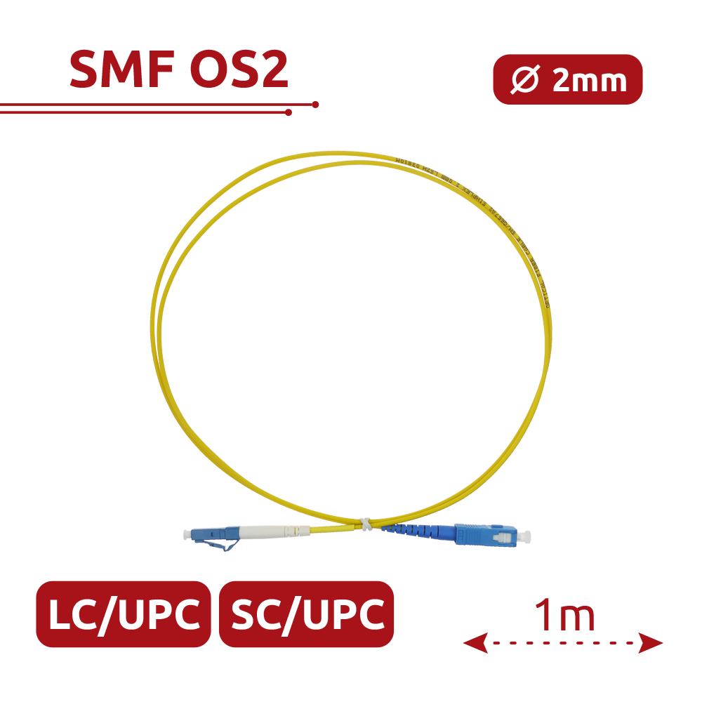 SAFIRE SF-LC-UPC-SC-UPC-SM-SX-1M - Cable de conexión de fibra óptica simplex - Fibra monomodo OS2 G657A2 de alto nivel - Conectores híbridos LC UPC y SC UPC - Longitud exacta de 1 metro - Cubierta exterior LSZH color amarillo - Compatibilidad de uso genér - imagen 2