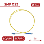 SAFIRE SF-LC-UPC-SC-UPC-SM-SX-1M - Cable de conexión de fibra óptica simplex - Fibra monomodo OS2 G657A2 de alto nivel - Conectores híbridos LC UPC y SC UPC - Longitud exacta de 1 metro - Cubierta exterior LSZH color amarillo - Compatibilidad de uso genér - imagen 2