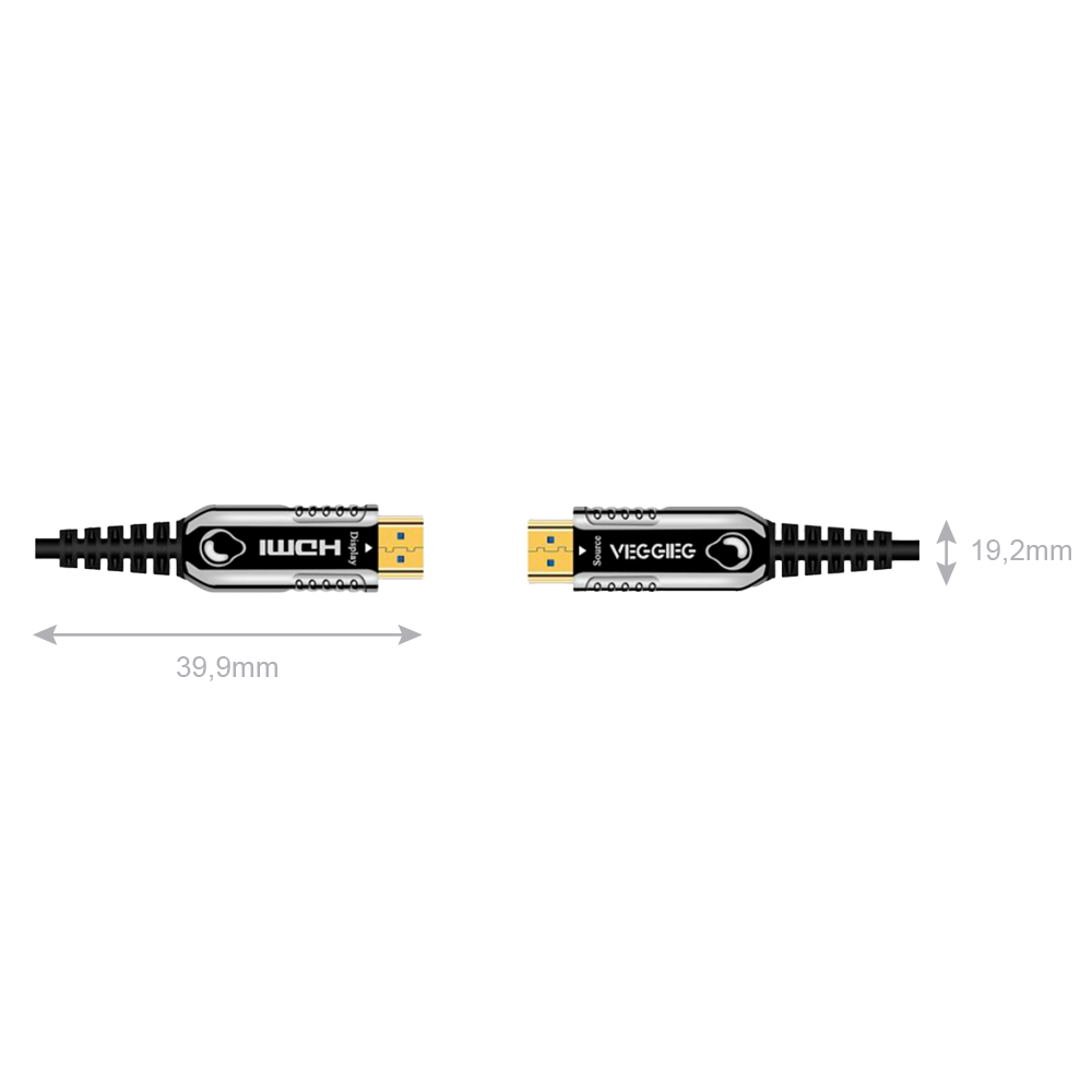 MARCA BLANCA HDMI-OPTICAL-20M - Cable HDMI de fibra óptica - Conectores HDMI tipo A macho - Soporte 4K@60 Hz - 20m - Color negro - Conector chapado en oro - imagen 2