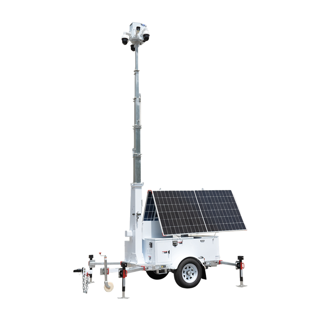 SAFIRE TRAILER-12KWH-600W-9M - Trailer de alimentación autónoma para CCTV - Panel solar de 2x600W - Batería Litio LiFePo 12000Wh - Mástil telescópico hasta 9m - IP65 - Enganche de remolque y freno de mano manual - NO INCLUYE MONTAJE - imagen 2
