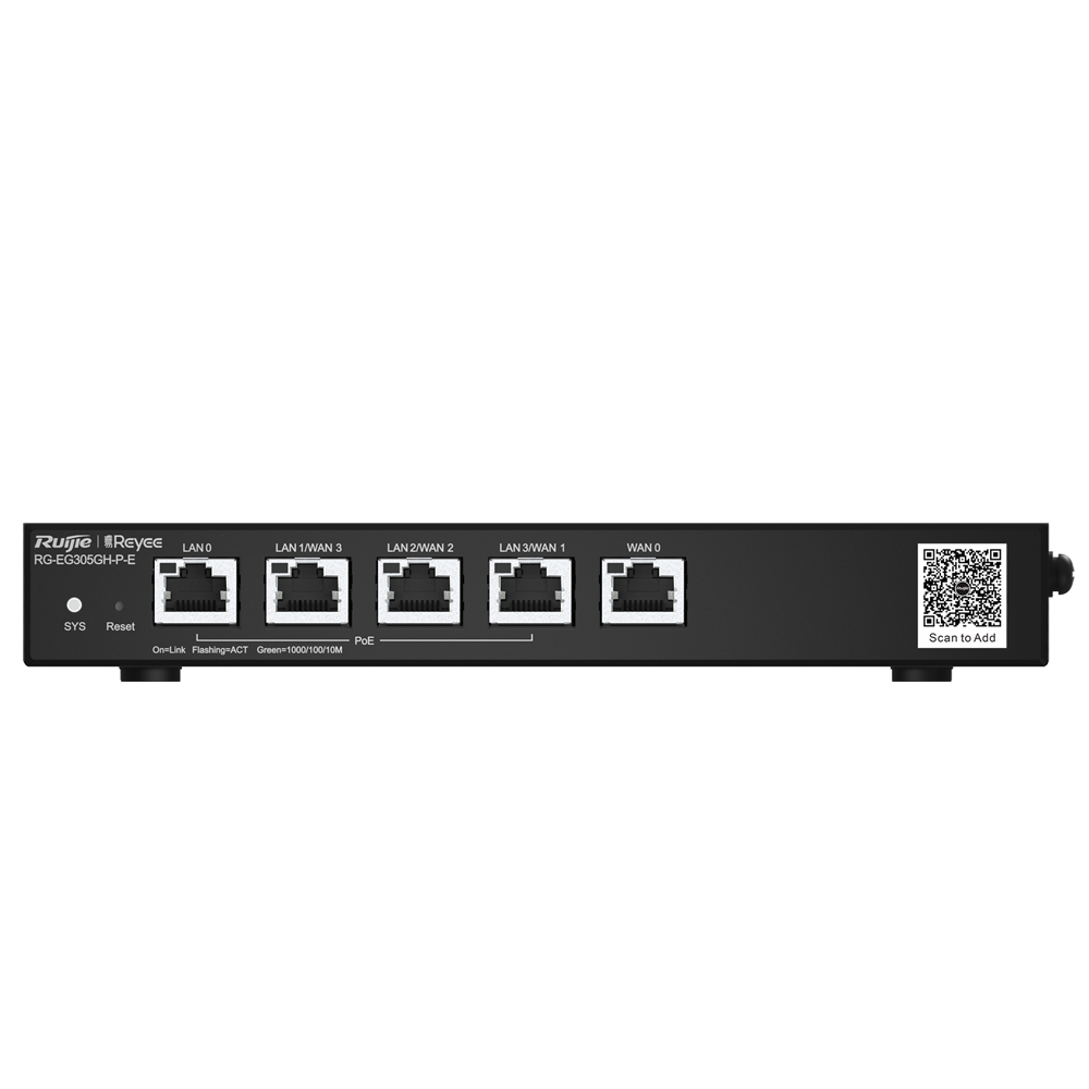 REYEE RG-EG305GH-P-E - Reyee Router PoE Controlador Cloud - 4 Puertos PoE+ LAN + 1 Puerto WAN - 5 Puertos RJ45 10/100 /1000 Mbps - Admite hasta 4 WAN para failover o balanceo - Hasta 1500 Mbps de ancho de banda - Servidor VPN IPSec, L2TP, PPTP, OpenVPN - imagen 2