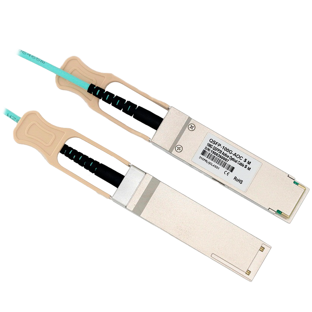 MARCA BLANCA QSFP28-100G-AOC-5M - Cable de conexión directa QSFP28 activo - Tasa de velocidad de datos de hasta 100Gbps - Módulos QSFP28 integrados en ambos extremos - Ideal para Stacking entre Switches - Longitud física de cable de 5 metros - Cable óptic - imagen 2