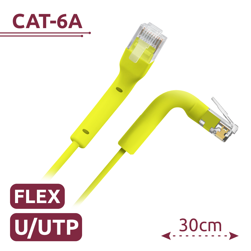 SAFIRE UTP6A-FLEX-03Y - Cable UTP flexible - Ethernet - Conectores RJ45 - Categoría 6A - 0,3 m - Color amarillo - imagen 2