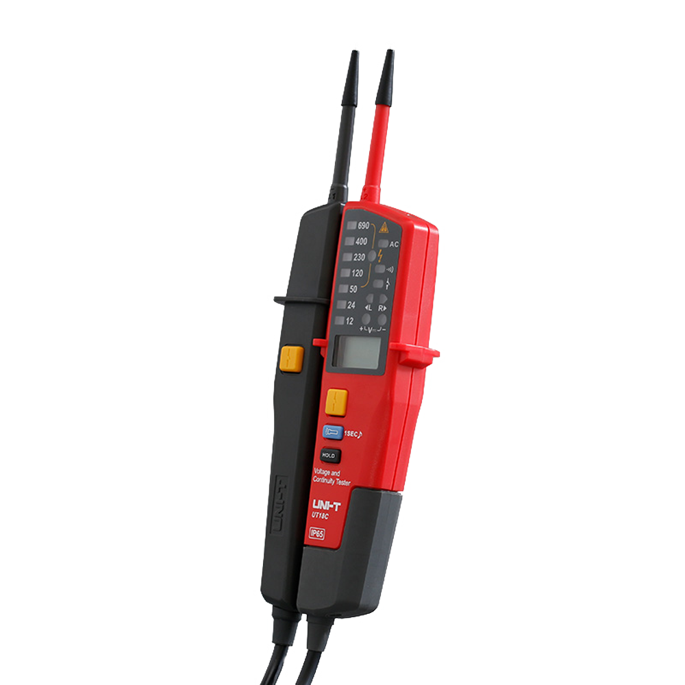 UNI-T UT18C-V - Detector de voltaje AC/DC - Display LED - Modo de alto y bajo voltaje hasta 690 V - Aviso audible / LED visible / Vibración - Apagado automático - Impermeable IP65 - imagen 2