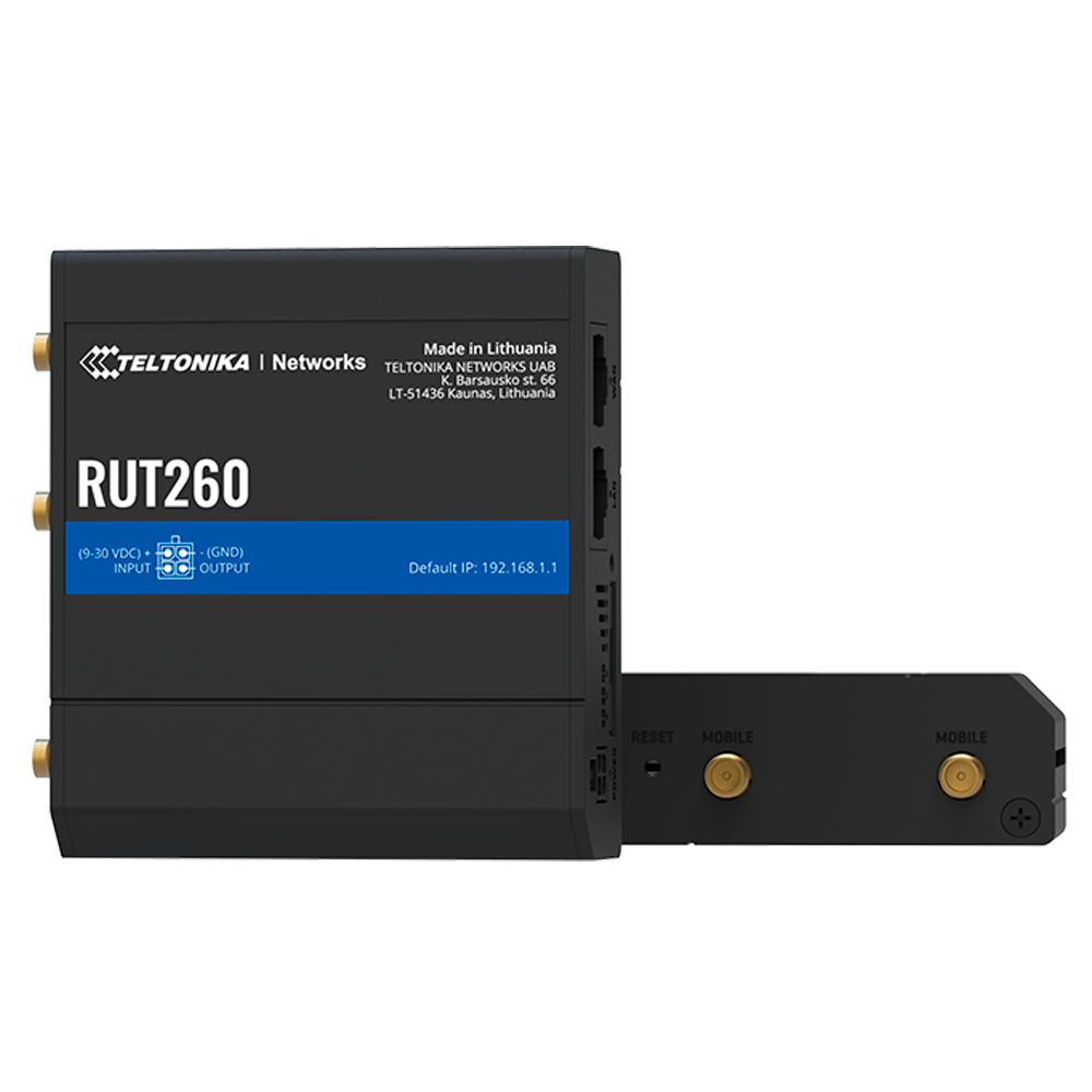 TELTONIKA TK-RUT260 - Router Industrial 4G LTE Cat 6 hasta 300 Mbps - Conectividad Wi-Fi 4 (802.11n) integrada - 2 puertos Ethernet 10/100 Mbps (WAN/LAN) - Diseño ultra compacto en carcasa de aluminio - Failover automático y múltiples opciones WAN - Sopor - imagen 2