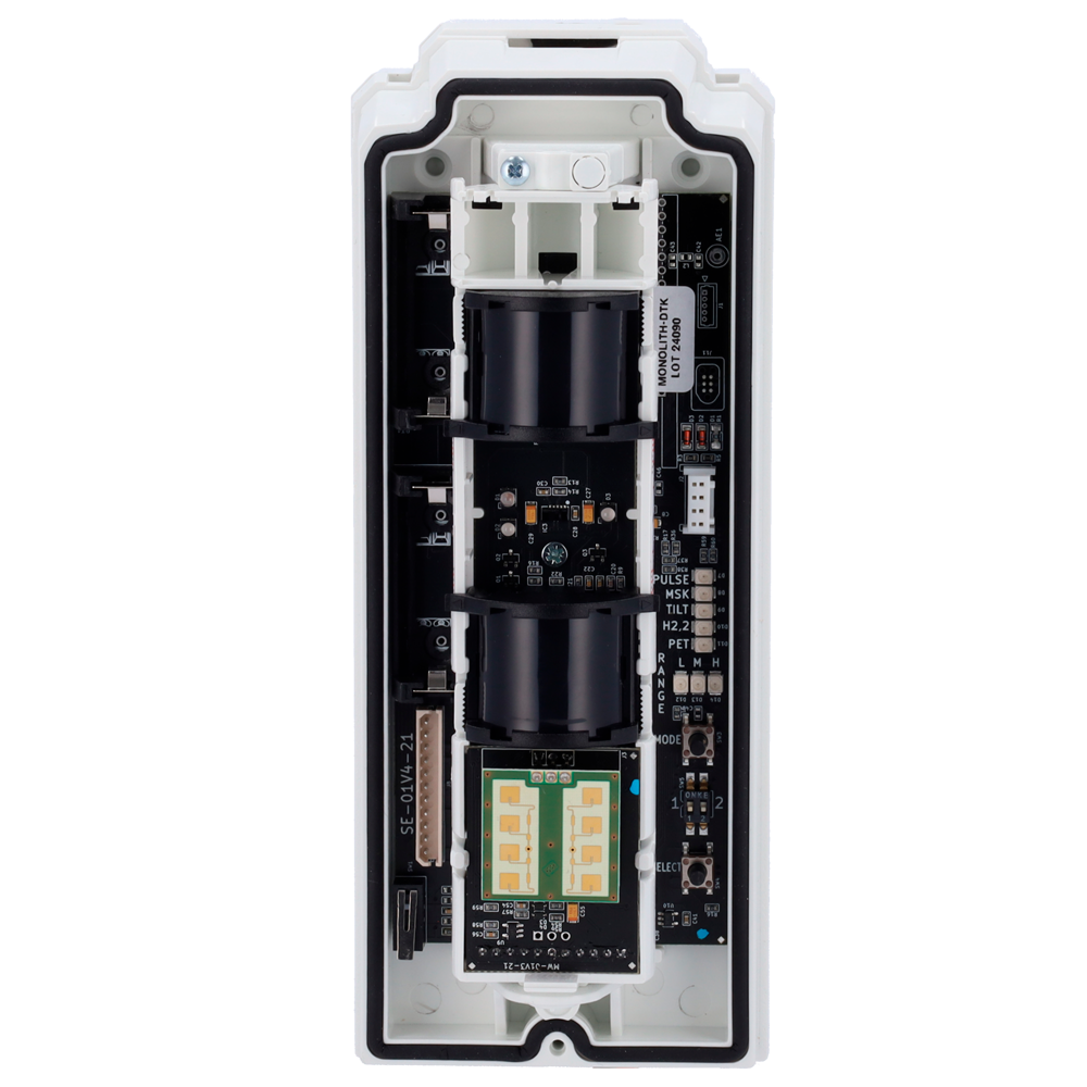 DUEVI DV-MONOLITH-DT-K-U - Detector exterior Duevi bajo consumo - Preparado para integrar transmisor de terceros - Doble PIR y microondas (24 GHz) - Detección 15 m / Antimasking / Inmune a mascotas - Alimentación con 2 pilas CR123A - Uso exterior IP54 / A - imagen 2