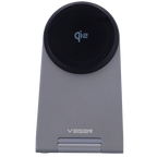VEGER VG-Q7 - Cargador inalámbrico VEGER - Potencia 15W - Entrada USB-C - Carga rápida - Salida inalámbrica | MagSafe - Con soporte plegable | Color plateado - imagen 2
