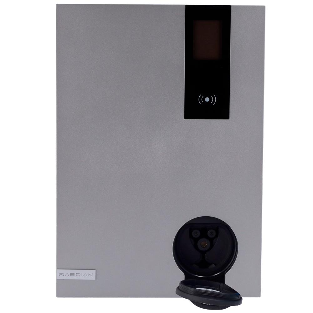 RAEDIAN RD-NEX-22-SS-SILVER - Cargador para vehículos eléctricos - Potencia 22kW / 32A / Trifásica - Conector tipo 2 | Socket Shutter - Protección IP55 - Monitorización desde APP y portal - Escalable | Color plata - imagen 2