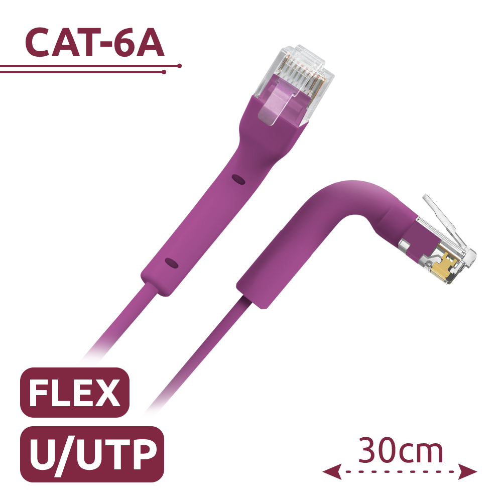 SAFIRE UTP6A-FLEX-03P - Cable UTP flexible - Ethernet - Conectores RJ45 - Categoría 6A - 0,3 m - Color morado - imagen 2