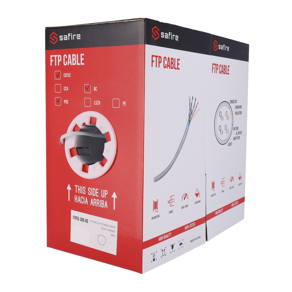 SAFIRE FTP5E-300-BC - Cable FTP - Categoría 5E - Rollo de 305 metros - Conductor OFC, pureza 99.9% cobre - Diámetro 5.5 mm - Cubierta color gris - imagen 3