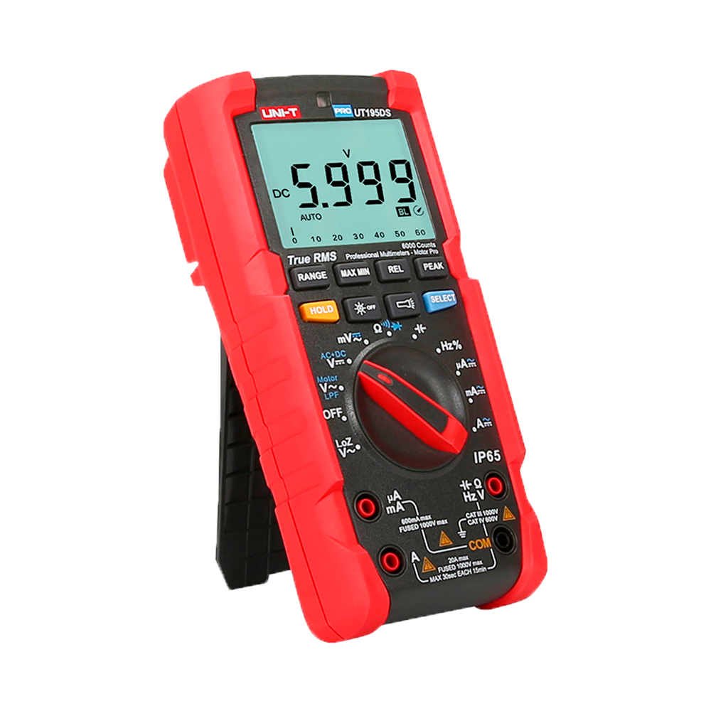 UNI-T UT195DS - Multímetro digital industrial True RMS - IP65 y resistente a caídas de 2 m - Medición DC y AC hasta 1000V / 20A - Linterna integrada - Medición de resistencia, capacitancia y frecuencia - Buzzer para test de continuidad - imagen 3