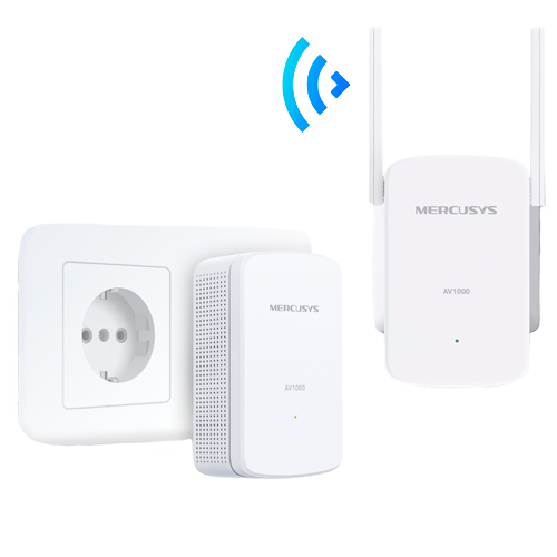 MERCUSYS MP510KIT - Kit PLC con Wi-Fi (MP510+MP500) - HomePlug AV1000Mbps - Transmisión de datos a través de la red eléctrica - Wi-Fi 11n 2.4GHz - Instalación en enchufe de pared - Puerto Ethernet RJ45 10/100/1000Mbps - imagen 3