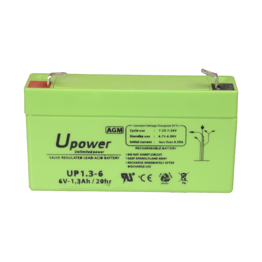 UPOWER BATT-6013-U - Upower - Batería recargable - Tecnología plomo ácido AGM - Voltaje 6 V - Capacidad 1.3 Ah - 97 x 57.5 x 24 / 290 g - Para respaldo o uso directo - imagen 3