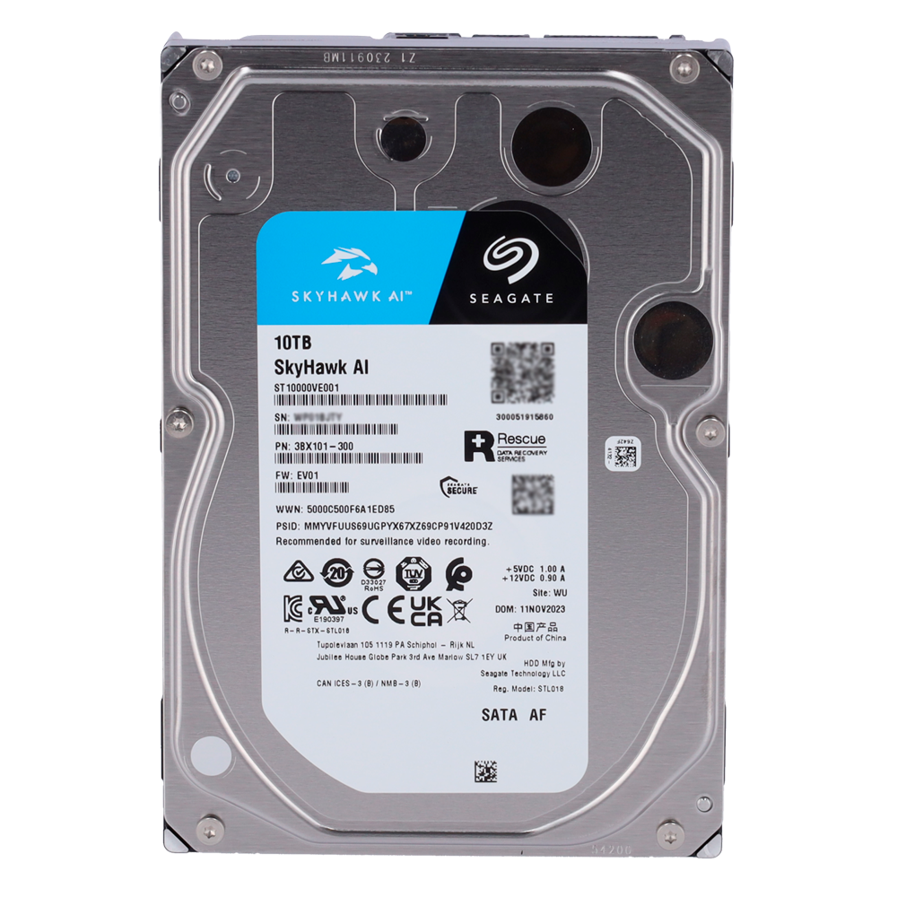 SEAGATE HD10TB-S-AI - Disco duro Seagate Skyhawk AI ST10000VE001 - Capacidad 10 TB - Interfaz SATA 6 Gb/s - Diseñado para sistemas NVR con IA - Suelto o instalado en NVR - Soporta hasta 32 transmisiones de IA - imagen 3