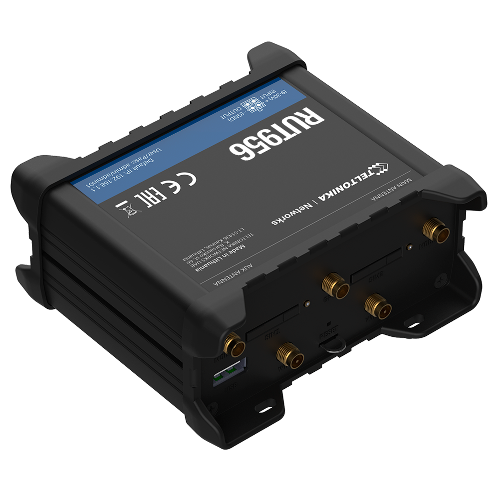 TELTONIKA TK-RUT956 - Router Industrial 4G LTE Cat 4 (150/50 Mbps) - Interfaces Seriales RS232 y RS485 integradas - Resiliencia con Dual SIM y failover automático - Posicionamiento GNSS: GPS, GLONASS y Galileo - Múltiples E/S: analógicas y digitales - Ges - imagen 3