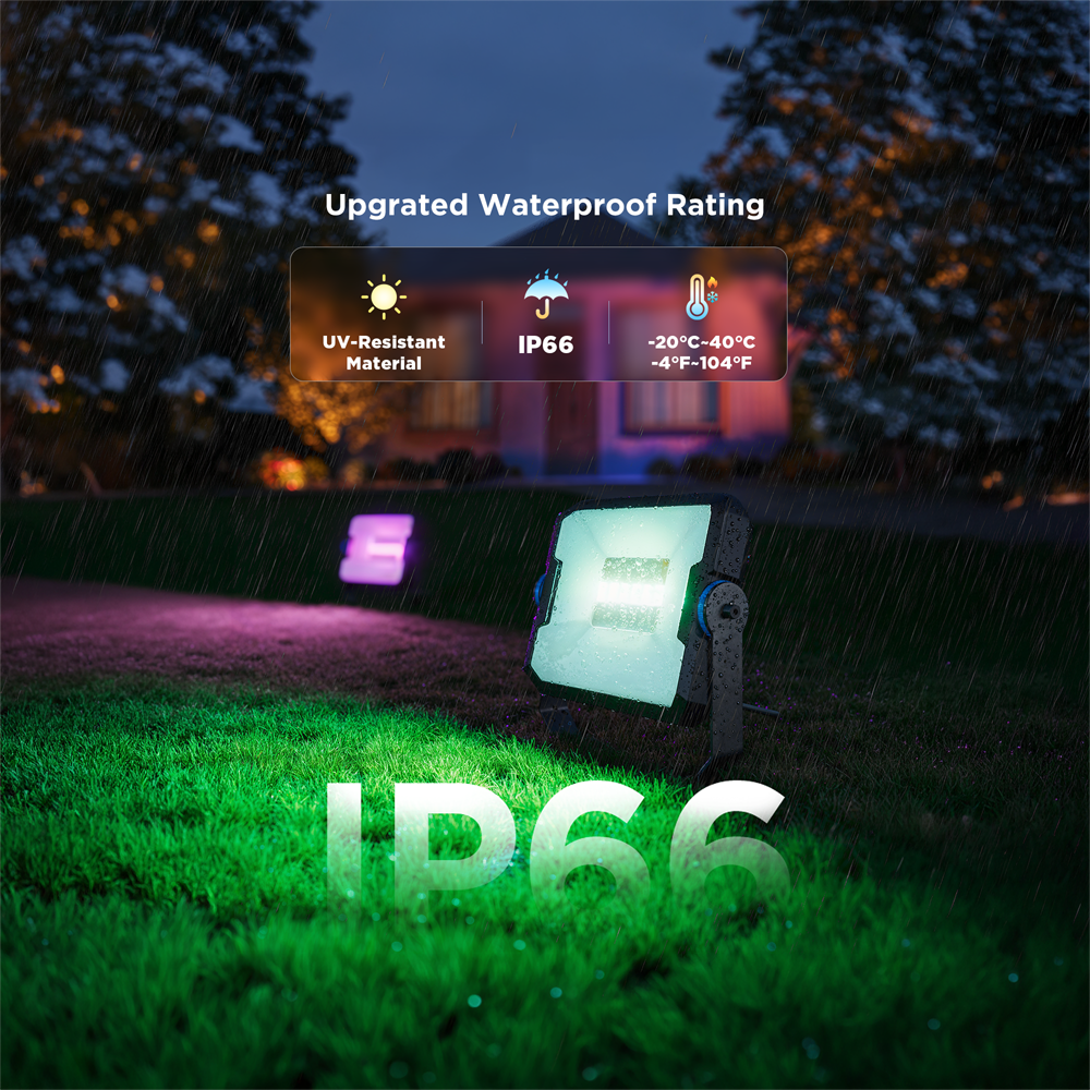 GOVEE GV-OUT-H8057-FLOOD-4PK - Govee pack 4 reflectores LED - Wi-Fi 2.4 GHz + Bluetooth - Color segmentado + Blanco cálido/frío - Intensidad 1000 lúmenes - Matter / Homekit / Alexa / Google Home - Para exterior / IP66 - imagen 3