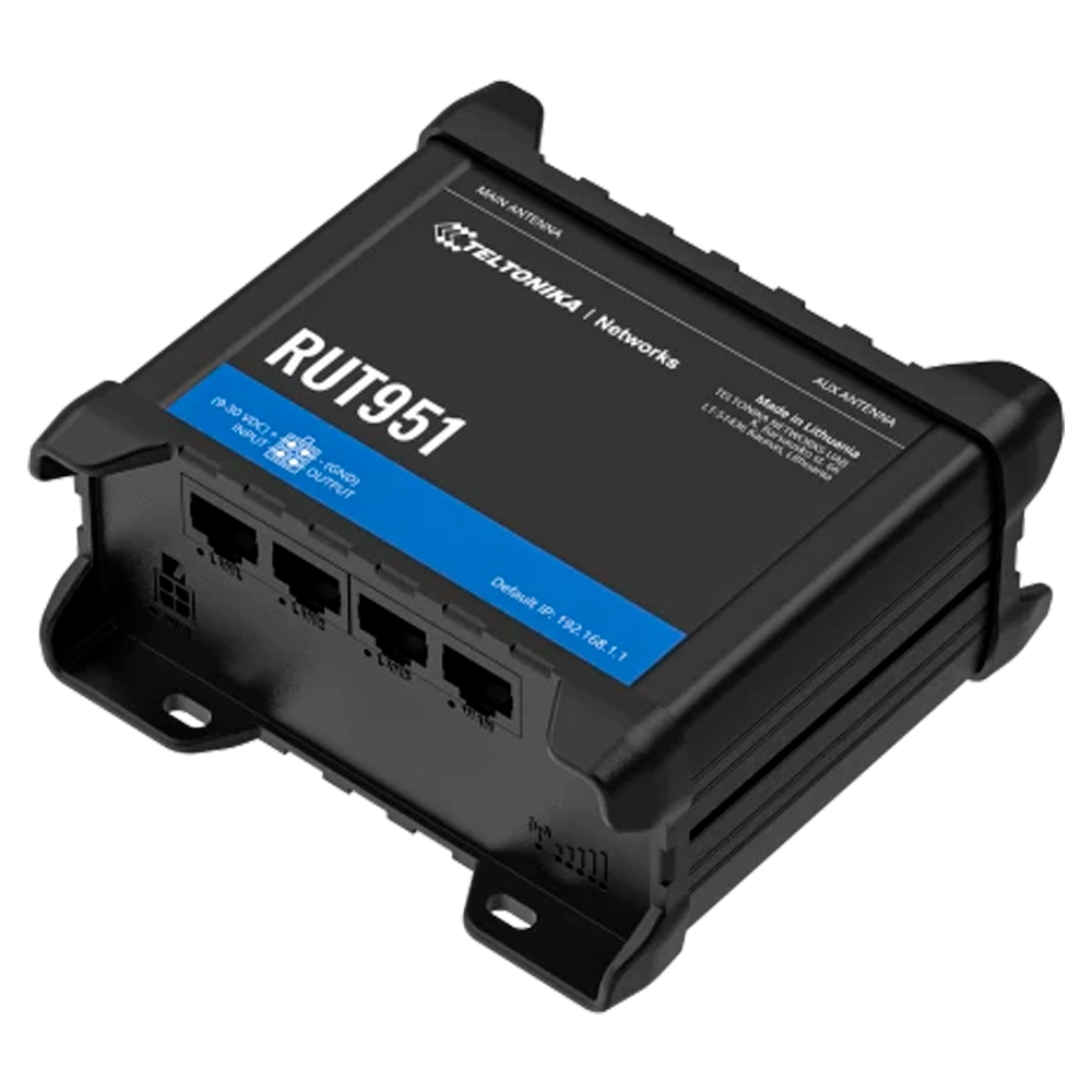 TELTONIKA TK-RUT951 - Router Industrial 4G LTE Cat 4 (150/50 Mbps) - Conectividad Wi-Fi con función de Hotspot - Resiliencia con Dual SIM y failover automático - 4 puertos Ethernet (1 x WAN y 3 x LAN) - Seguridad avanzada con firewall y múltiples VPN - Di - imagen 3