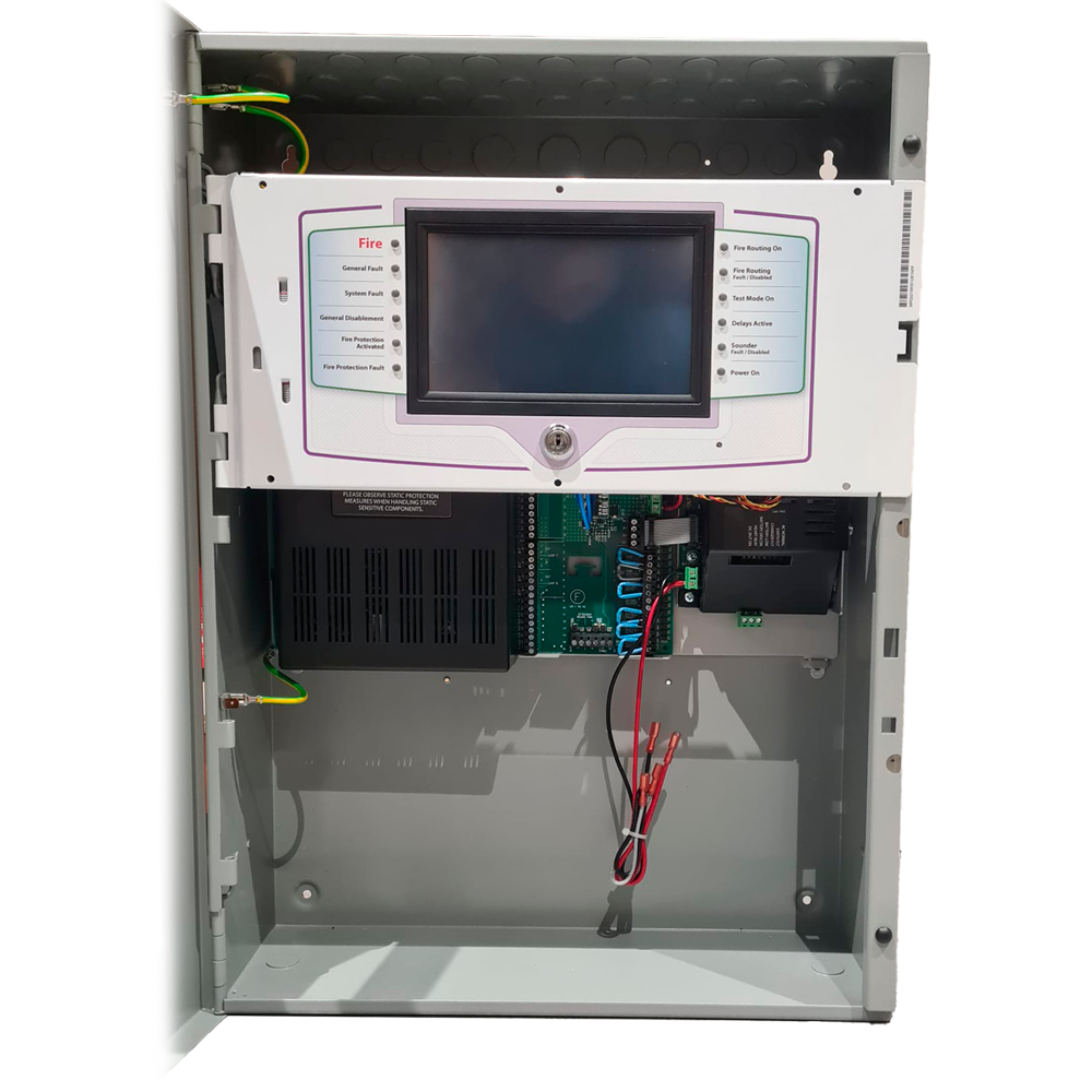 HOCHIKI LAAED13010H1HEUK1 - Panel de incendio direccionable de 2 lazos - Fuente alimentación 10,25 A - Corriente de bucle de 500 mA - 4 circuitos de sirena y 5 relés programables - Pantalla táctil resistiva - Ampliable hasta 8 lazos - imagen 3