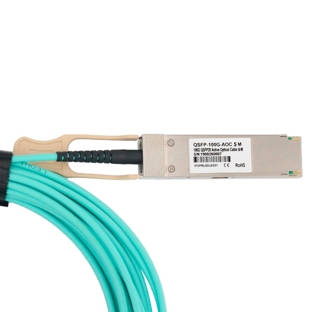 MARCA BLANCA QSFP28-100G-AOC-5M - Cable de conexión directa QSFP28 activo - Tasa de velocidad de datos de hasta 100Gbps - Módulos QSFP28 integrados en ambos extremos - Ideal para Stacking entre Switches - Longitud física de cable de 5 metros - Cable óptic - imagen 3