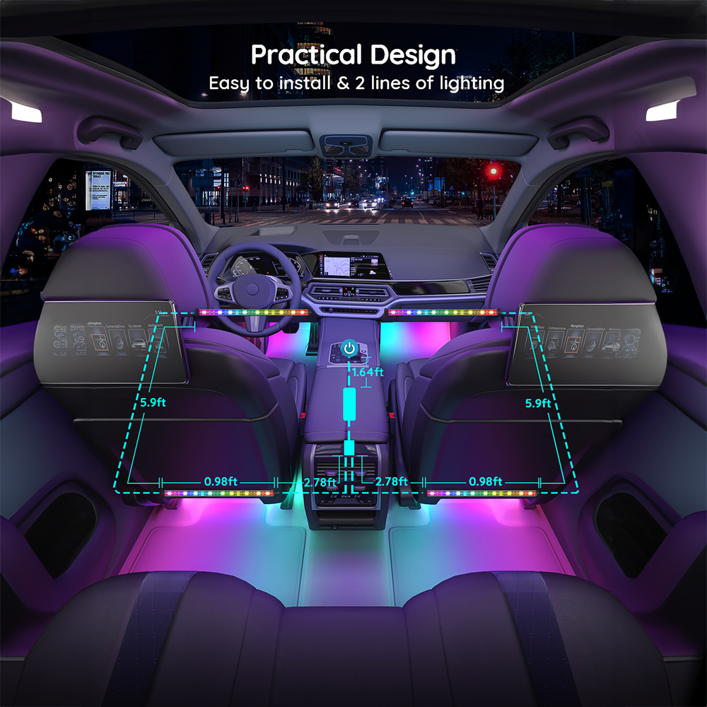 GOVEE GV-CAR-H7090-RGBIC - Luces Led para interior de coche - Wi-Fi 2.4 GHz + Bluetooth - Color segmentado - Intensidad 260 lúmenes - Homekit / Alexa / Google Home - Para interior - imagen 3