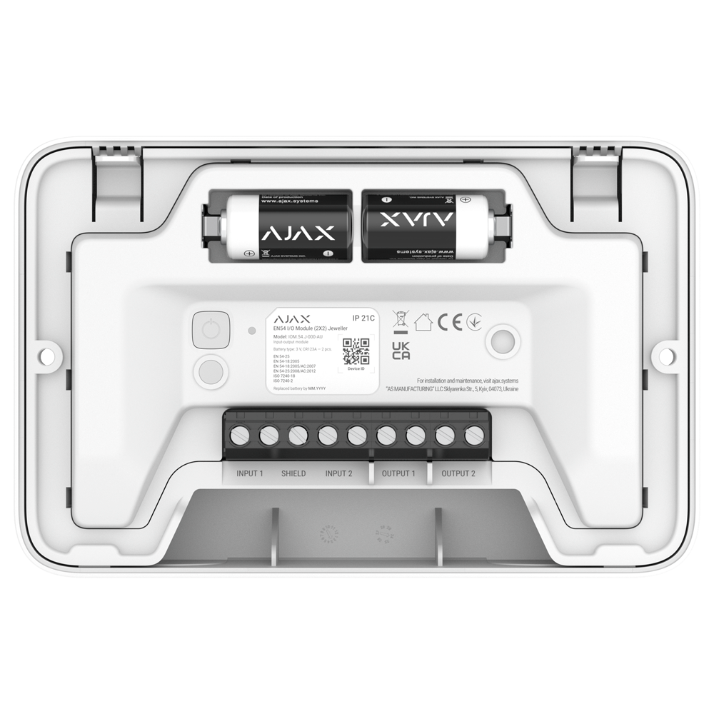 AJAX AJ-EN54-MODULE-IO2X2-W - Módulo direccionable inalámbrico - 2 entras y 2 salidas configurables - Notificaciones instantáneas - Comunicación bidireccional - Certificado EN54-18,EN54-25 - Baterías sustituibles - imagen 3