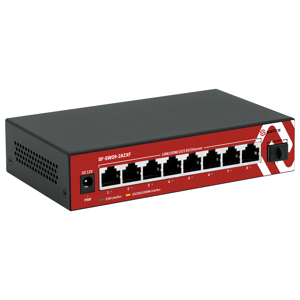 SAFIRE SF-SW09-2AZXF - Switch Multigagibit 2,5Gbps - 8 puertos + 1 Uplink SFP 10G - Velocidad de puertos 2,5/1Gbps - Tasa de reenvío de paquetes 44.64 Mbps - Capacidad de switching 60 Gbps - Switch de sobremesa - imagen 3