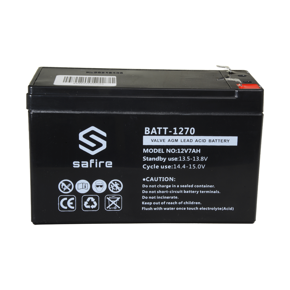 SAFIRE BATT-1270 - Batería recargable - Tecnología plomo ácido AGM - Voltaje 12 V - Capacidad 7.0 Ah - 93.5 x 151 x 65 mm / 2100 g - Para respaldo o uso directo - imagen 3