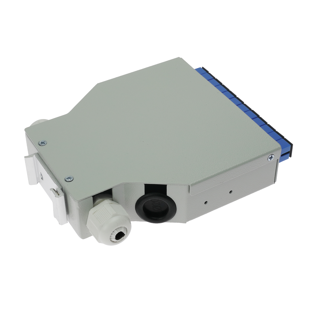 MARCA BLANCA FIBERBOX-DIN-12-SC-UPC - Caja de distribución de fibra para carril DIN - Incluye 12 adaptadores SC simplex preinstalados - Pulido UPC para baja pérdida de señal óptica - Bandeja de empalme interna integrada - Se suministra vacía, sin pigtails - imagen 3