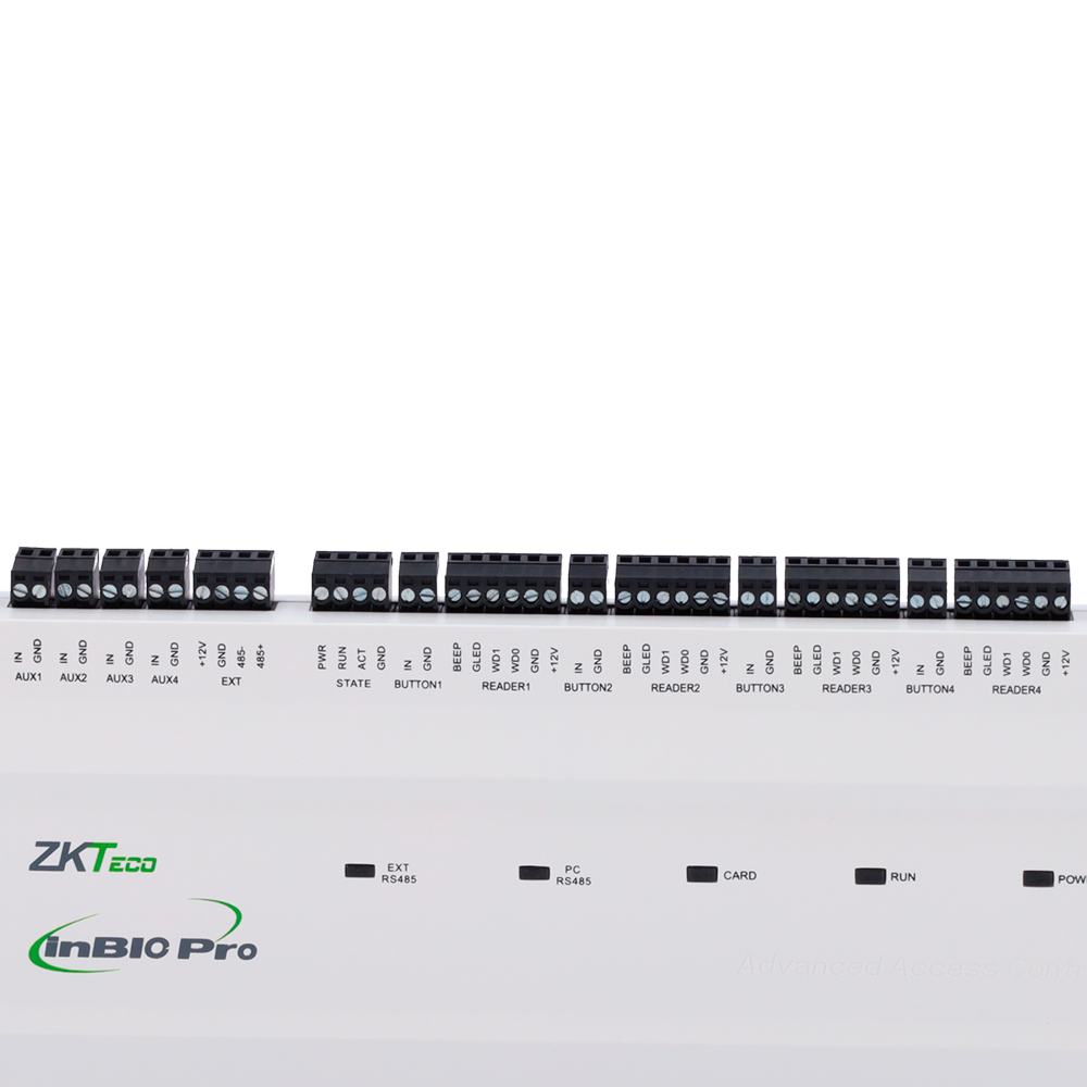 ZKTECO ZK-INBIO460PRO - Controladora de acceso Multi-identificación - Facial, huella, tarjeta, QR dinámico o PIN - Comunicación TCP/IP - 4 lectores por Wiegand | 8 lectores por OSDP - Salida de relé para 4 puertas - Software Accesos: ZKBioCV - imagen 2