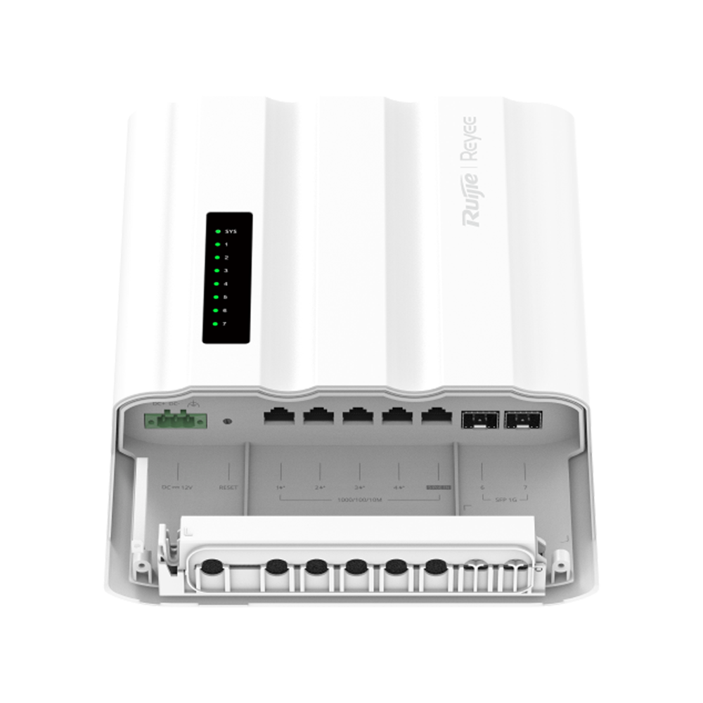 REYEE RG-ES207GS-PI-OD - Ruijie Reyee Cloud Managed L2 PoE Switch - 5 puertos Gigabit RJ45 y 2 ranuras SFP - 4 salidas PoE+ con presupuesto adaptable a 60 W - Entrada de alimentación dual: DC 12V y PoE In - Protección industrial IP65 con soporte ERPS - In - imagen 3