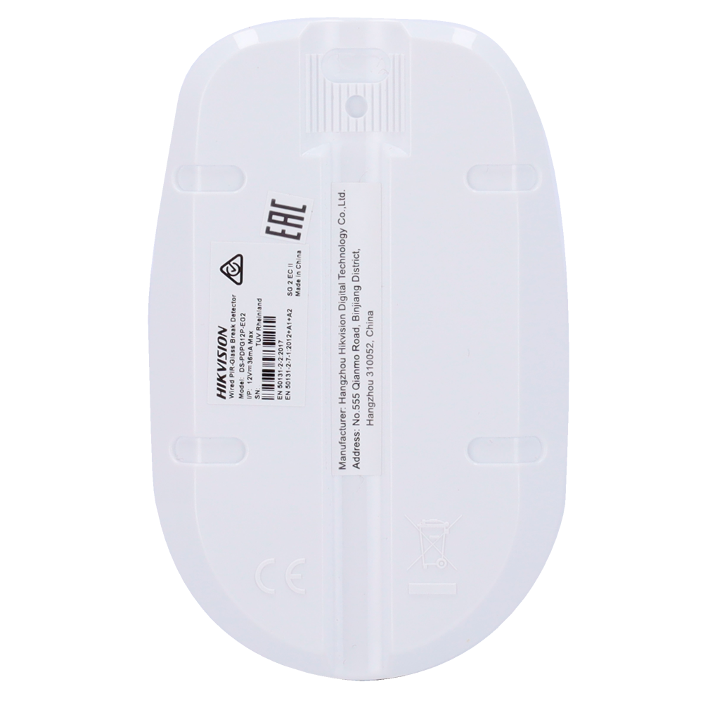 HIKVISION DS-PDPG12P-EG2 - Detector cableado PIR y rotura de cristal - Alcance detección PIR 12 m/Rotura de cristal 8 m - Inmunidad a mascotas hasta 30 kg - Resistencias fin de línea (EOL) seleccionables - Alimentación 9~16 VDC - Certificado Grado 2 - imagen 3