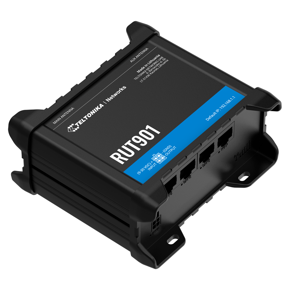 TELTONIKA TK-RUT901 - Router Industrial 4G LTE Cat 4 (150/50 Mbps) - Resiliencia con Dual SIM y failover automático - Punto de acceso Wi-Fi con funcionalidad Hotspot - 4 puertos Ethernet (1 x WAN, 3 x LAN) - Seguridad industrial con firewall y múltiples - imagen 3