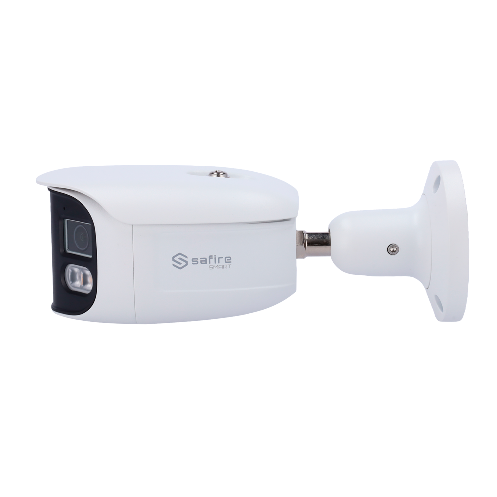 SAFIRE SMART SF-IPB180A-8I1-SL - Safire Smart - Cámara Bullet IP gama I1 panorámica disuasoria - Resolución 8 Megapíxel (4640x1760) - Lente 2x2.8 mm (180º) | Metadatos de vídeo - AI: Clasificación de humano y vehículo - IP66 | PoE.af | Altavoz y flash pol - imagen 3