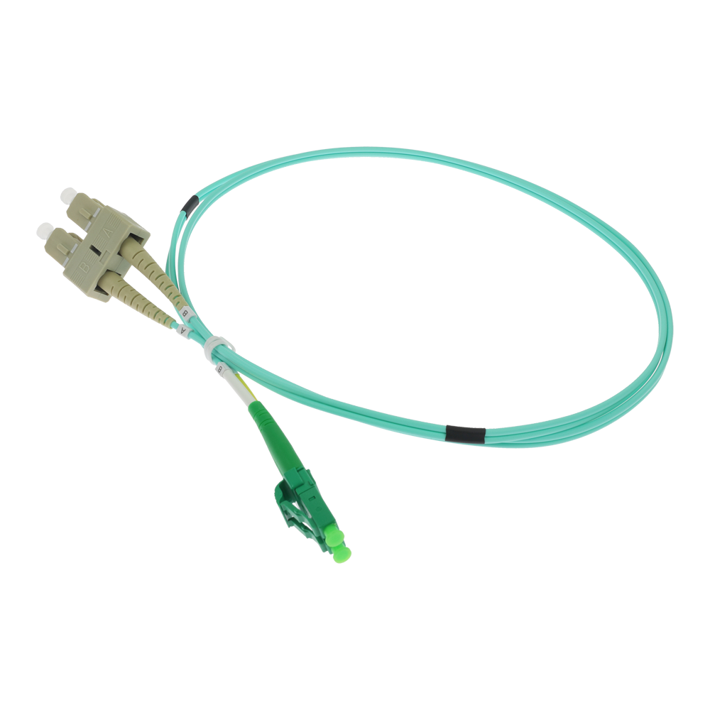 SAFIRE SF-LC-APC-SC-UPC-OM4-DX-1M - Cable de conexión de fibra óptica dúplex - Fibra multimodo OM4 de alta velocidad - Conectores híbridos LC APC y SC UPC - Longitud exacta de 1 metro - Cubierta exterior LSZH color Aqua - Compatibilidad de uso genérica un - imagen 3