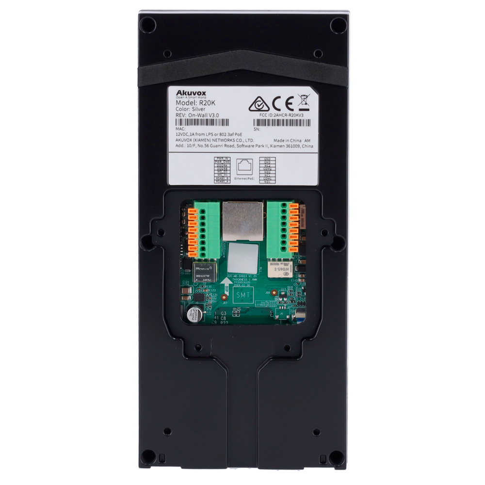 AKUVOX AK-R20K - Videoportero IP en superficie - Cámara 2 Mpx | Audio bidireccional - Apertura con tarjeta EM/MF, NFC y PIN | 2 relés - Códigos temporales | PoE, SIP estándar - Mantenimiento Cloud - Conexión a través de Cloud | Salida 12V - imagen 3