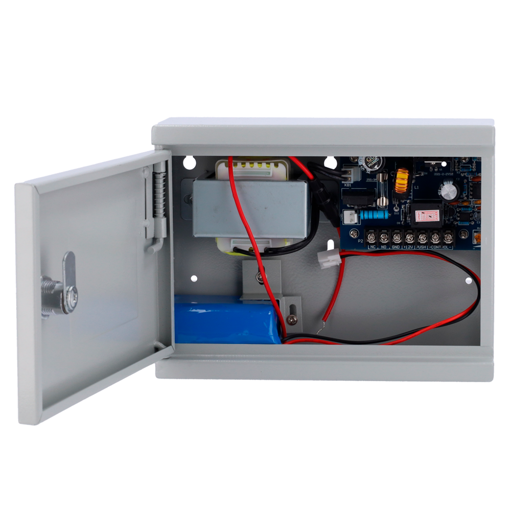 MARCA BLANCA AC-12DC2A-BAT - Alimentador para control de acceso - Configurable NO/NC - Salida DC 13.5V / 2A / 24W - Caja de metal con cerradura - Batería auxiliar de litio 12V / 7Ah incluída - Montaje en superficie - imagen 3