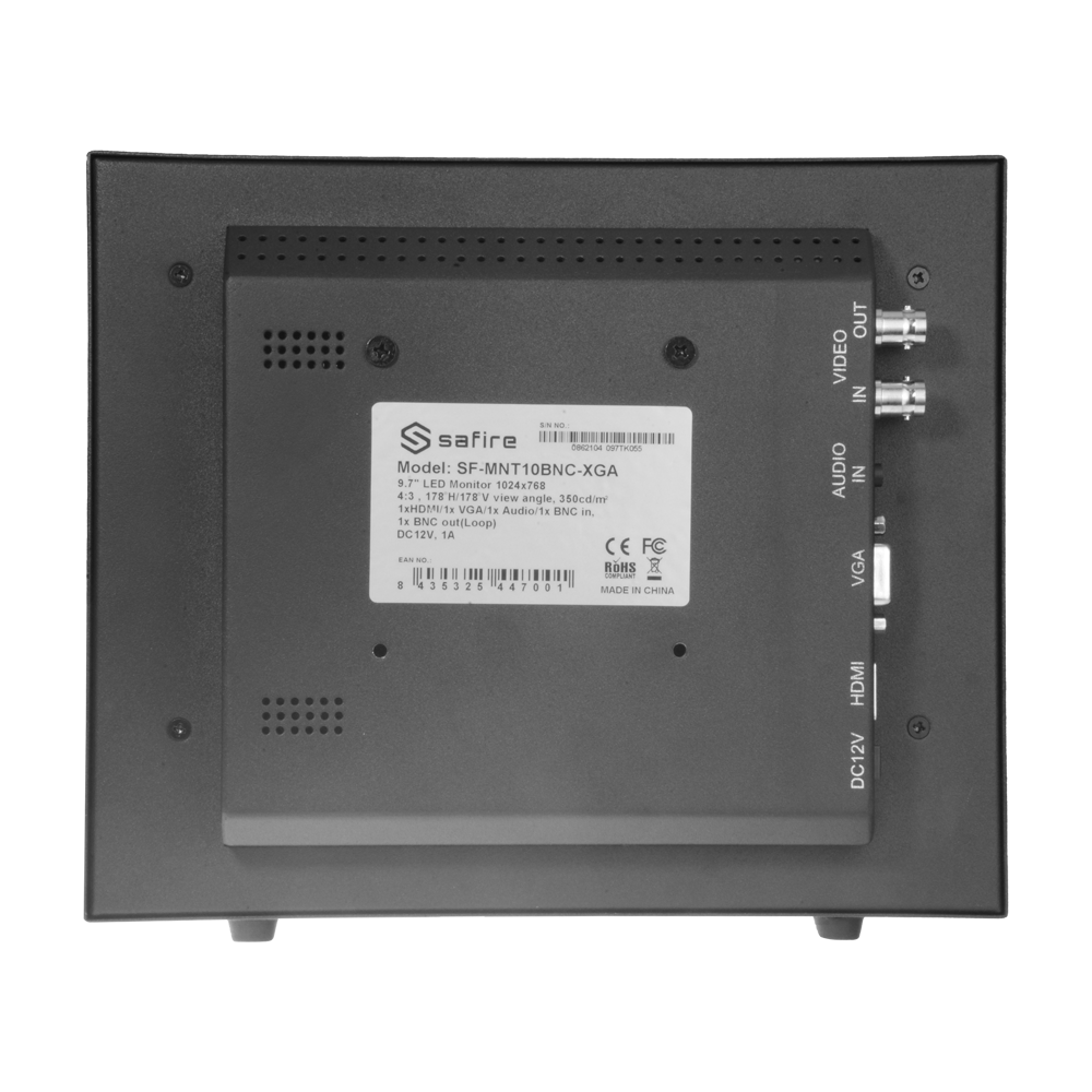 SAFIRE SF-MNT10BNC-XGA - Monitor 10" - Resolución XGA - Refresco 60 / 75 Hz - Contraste 800:1 - Tiempo de respuesta 12 ms - BNC - CVBS - imagen 3