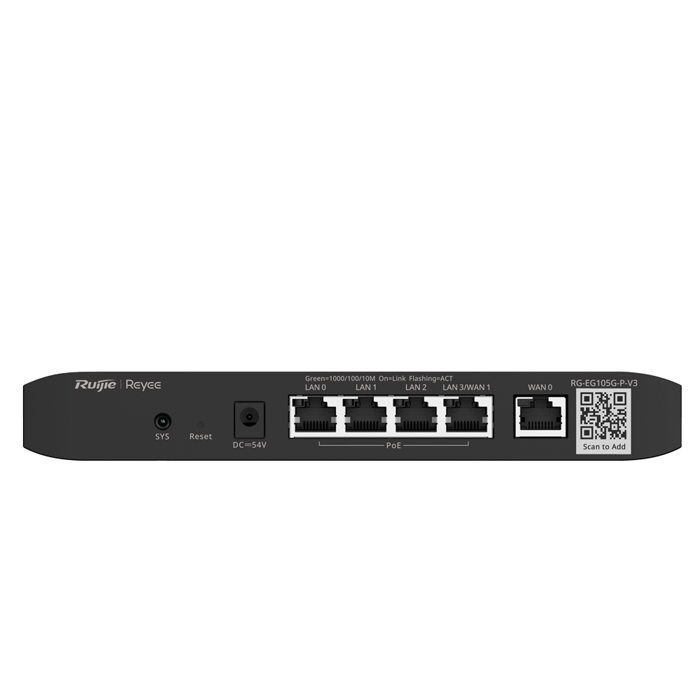REYEE RG-EG105G-P-V3 - Reyee Router PoE Controlador Cloud - 4 Puertos PoE+ RJ45 GE + 2 Puertos RJ45 GE - 5 Puertos RJ45 10/100 /1000 Mbps - Admite hasta 2 WAN para failover o balanceo - Hasta 600 Mbps de ancho de banda - Servidor VPN IPSec, L2TP, PPTP, Op - imagen 3
