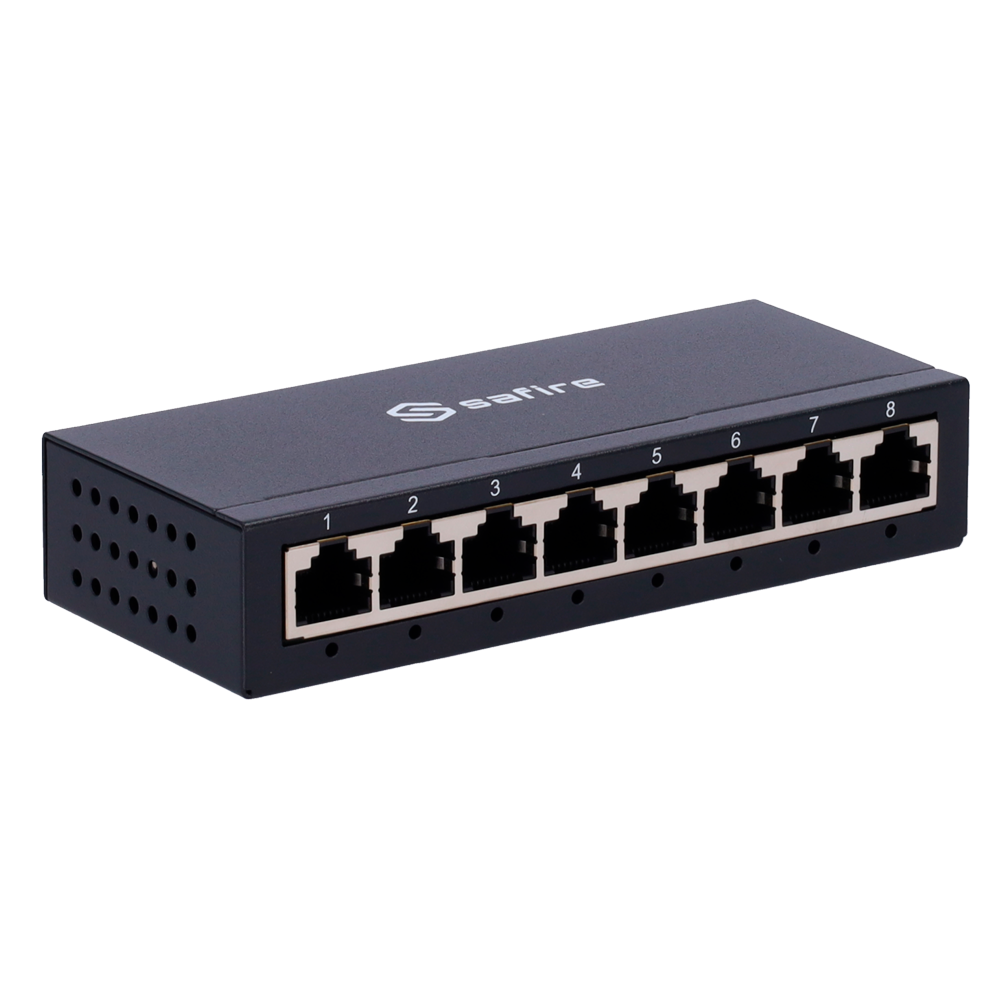 SAFIRE SF-SW08-G-M - Safire Switch de sobremesa - 8 puertos Gigabit - Velocidad 10/100/1000 Mbps - Plug &amp; Play - Tecnología de ahorro de energía - Carcasa de metal - imagen 3