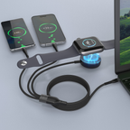 VEGER VG-V730 - Veger - Cable USB 2.0 3 en 1 - USB-C a USB-C, Lightning y Smartwatch - Cubierta de metal, Nylon trenzado - Longitud 1.5m - Color negro - imagen 3