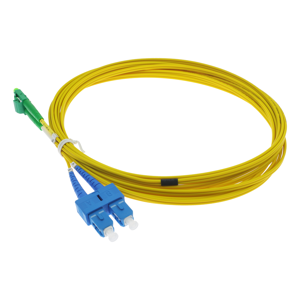 SAFIRE SF-LC-APC-SC-UPC-SM-DX-5M - Cable de conexión de fibra óptica dúplex - Fibra monomodo G657A2 de alto rendimiento - Conectores híbridos LC APC y SC UPC - Longitud exacta de 5 metros - Cubierta exterior LSZH color amarillo - Compatibilidad de uso gen - imagen 3