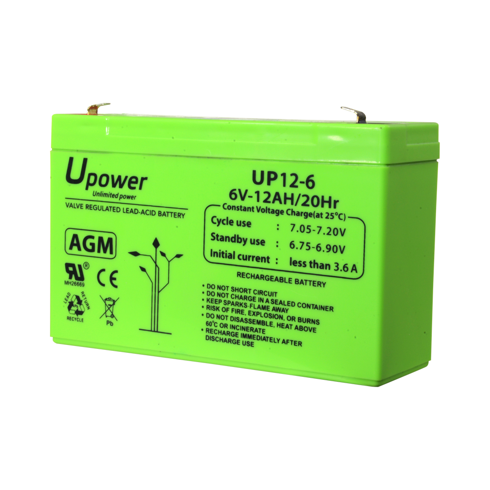 UPOWER BATT-6012-U - Upower - Batería recargable - Tecnología plomo ácido AGM - Voltaje 6 V - Capacidad 12.0 Ah - 100 x 151 x 51 / 1800 g - Para respaldo o uso directo - imagen 3