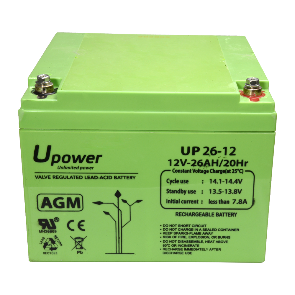 UPOWER BATT-1226-U - Upower - Batería recargable - Tecnología plomo ácido AGM - Voltaje 12 V - Capacidad 26.0 Ah - 125 x 166.5 x 175 / 8440 g - Para respaldo o uso directo - imagen 3