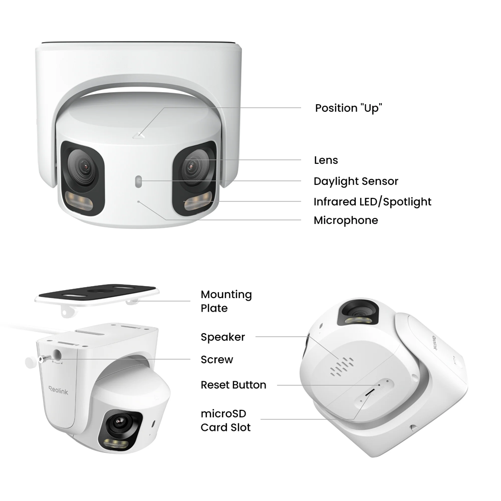 REOLINK RL-RP-PCT16MD-POE-W - Reolink Cámara IP Doble lente 16M PoE - 16MP (7680x2160) @ 25fps - PoE / Luz LED - Detección IA de Persona / Vehículo / Mascota - Audio Bidireccional / Ranura MicroSD - Apta para exterior - imagen 3