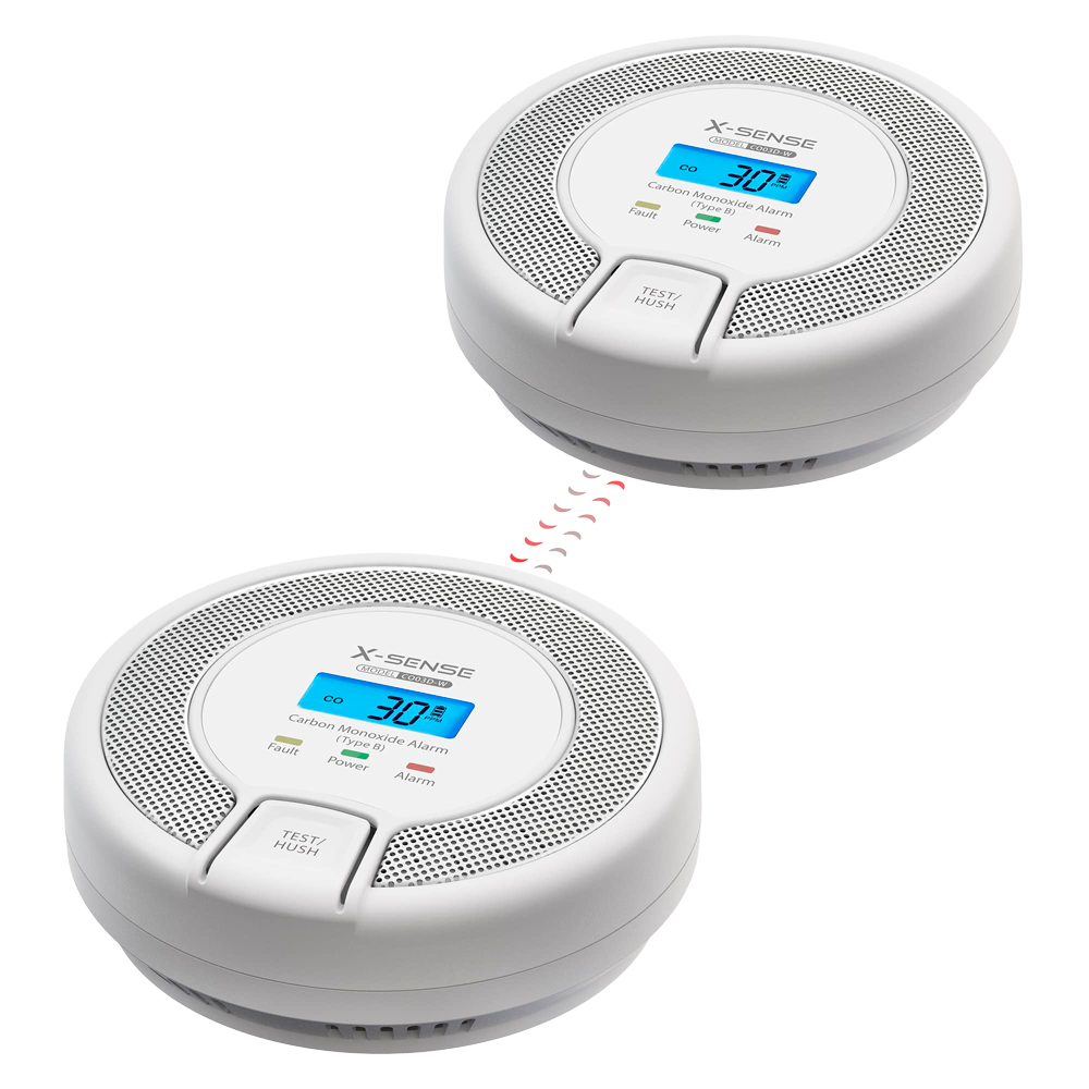 X-SENSE CO03D-W - Detector de CO autónomo X-Sense - Permite conectar 24 detectores por RF 868MHz - Batería reemplazable - Indicador luminoso y alarma sonora 85 dB a 3m - Botón de Test y pantalla LCD - Certificado EN 50291 - imagen 3